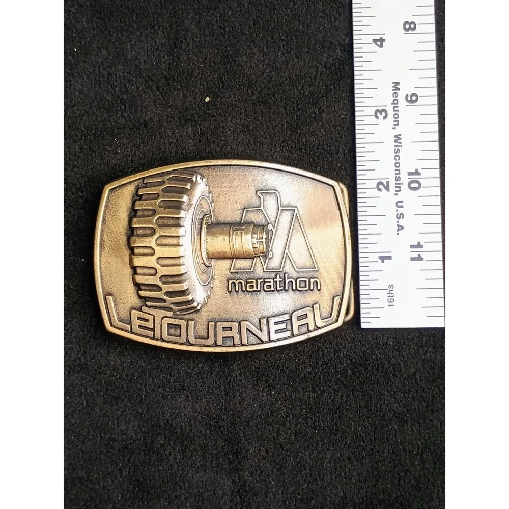 Marathon LeTourneau Heavy Equipment Vintage Brass Belt Buckle Construction Promo
